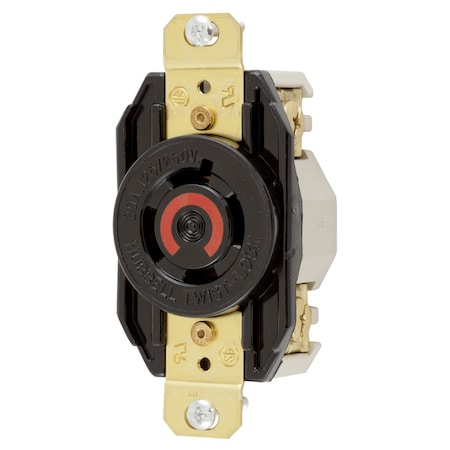 Hubbell Wiring Device-Kellems Locking Receptacle, L14-20R, 20 A, 125/250V AC, Single Phase, 3 Pole, Flush Mount, Screw Terminals HBL2410RT